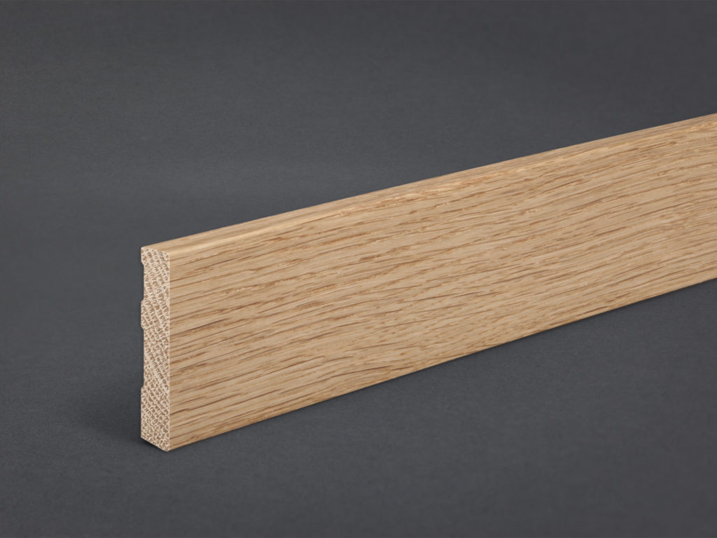 Sockelleiste Oberkante gerade, 10 x 60 mm, in Eiche Massivholz