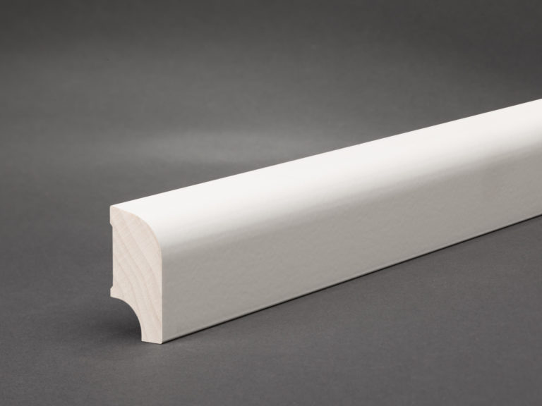 Sockelleiste Oberkante abgerundet, 20 x 40 mm, weiß lackiert, Massivholz