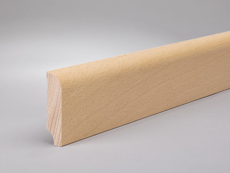 Sockelleiste Oberkante abgerundet, 16 x 60 mm, in Buche Massivholz