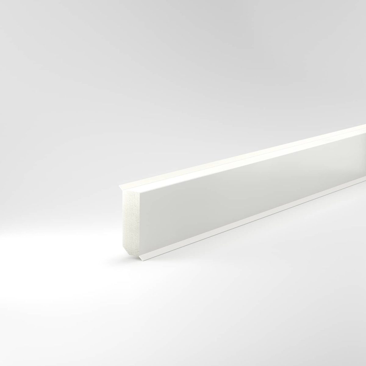 Sockelleiste Oberkante gerade feuchtehemmend 12x40x2500 mm, in MDF, weiß ummantelt, mit Dichtlippe