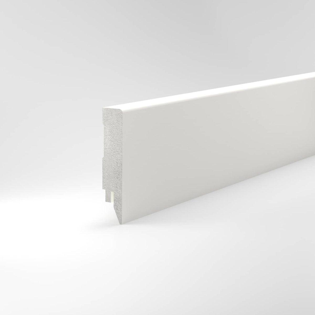 Sockelleiste Oberkante gerade feuchtehemmend 16x78x2400 mm, in MDF, weiß ummantelt, ohne Dichtlippe