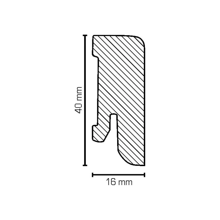 Sockelleiste, Furnierleiste (Furnier) 16x40x2500 mm, Eiche hell gekalkt lackiert