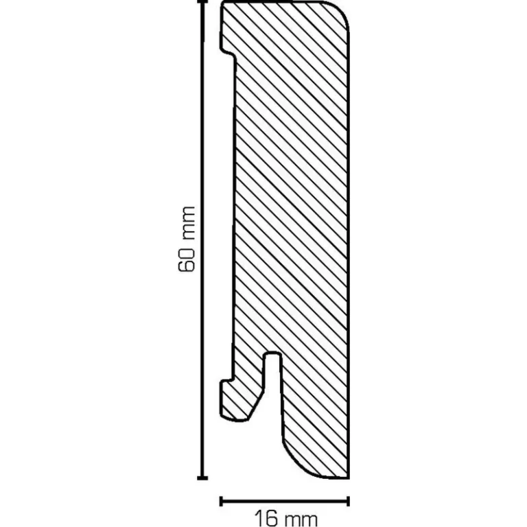 Sockelleiste, Furnierleiste (Furnier) 16x60x2500 mm, Eiche weiß lackiert