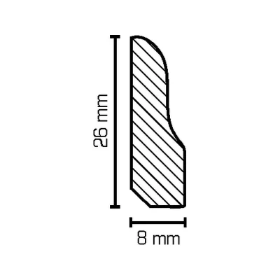 Sockelleiste, Deckleiste 8x26x2000 mm, weiß lackiert