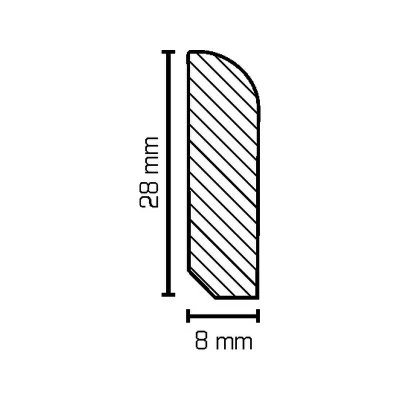 Sockelleiste, Deckleiste 8x28x2000 mm, weiß lackiert